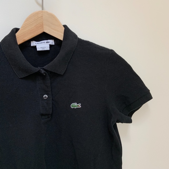 LACOSTE black polo shirt size 36 (XS) - Picture 2 of 4